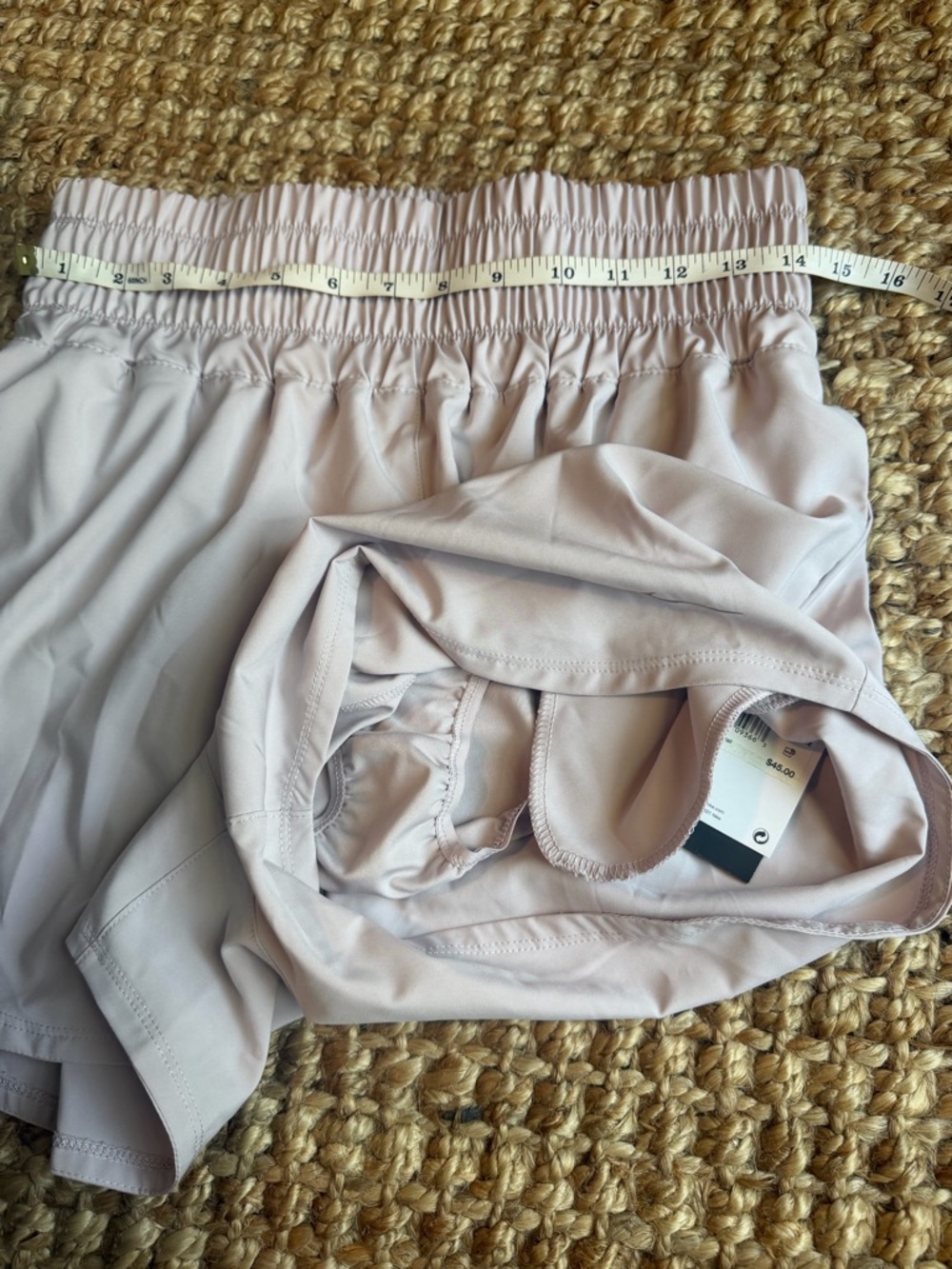 Nike Women's Pale Pink ultra high waisted Athletic Shorts Smocked Waistband - Picture 3 of 6